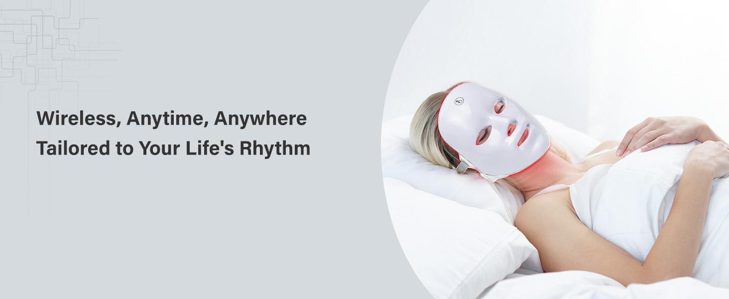 SHMHE Red light therapy mask, 7 color LED photorejuvenation mask, daily care photorejuvenation, wireless charging, ideal gift for women, autumn and winter skin care facial care gift