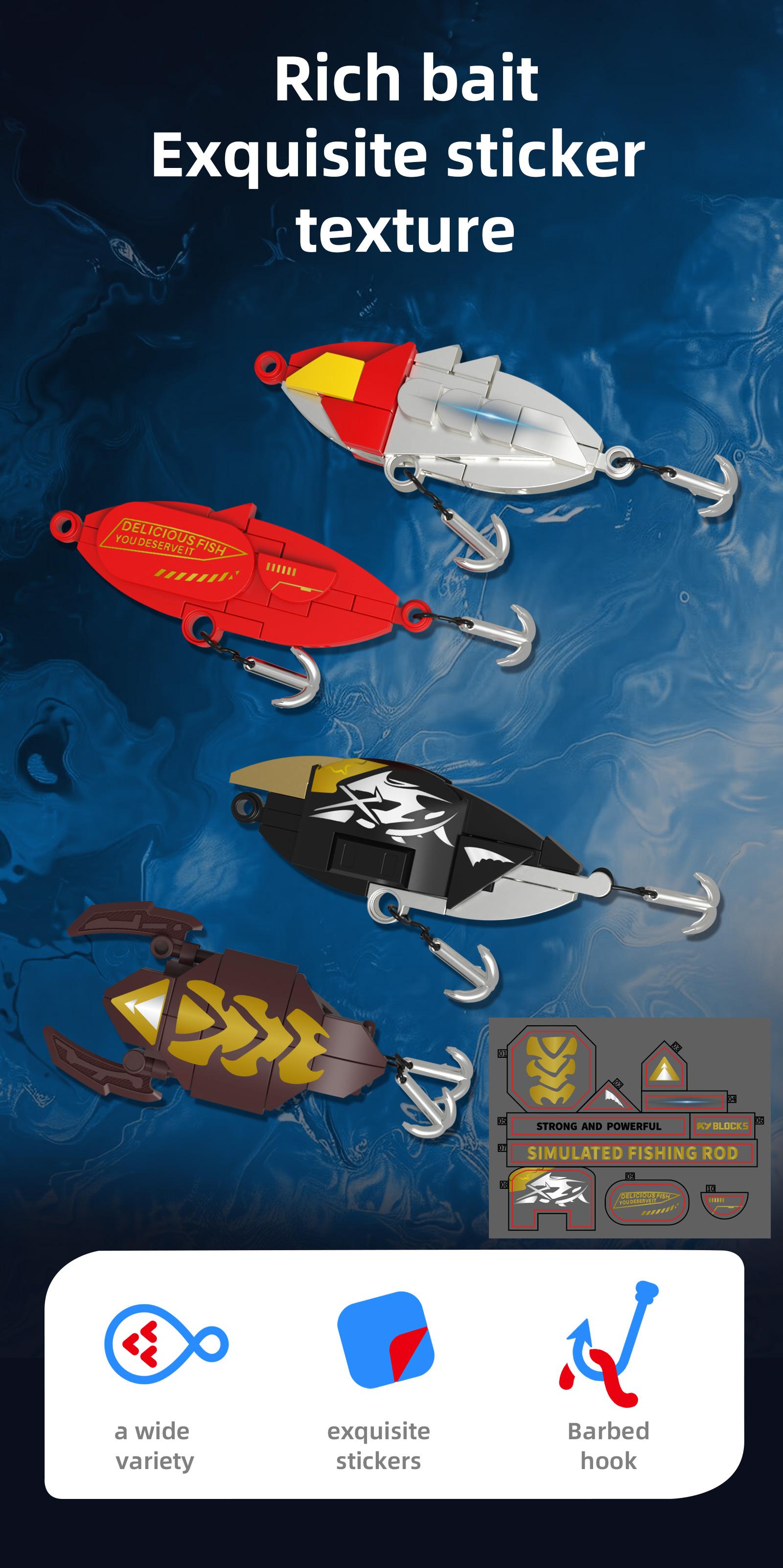 Unisex 425-Piece Baitcasting Fishing Rod Plastic Blocks Mechanical Kit, Kids Toys with 4 Bait Pieces, Realistic Gear Mechanism, Metal-Look Grip, STEM Assembly Toy Gift for Ages 8+ Collectors Unisex 425-Piece Baitcasting Fishing Rod Plastic Blocks Mechanical Kit, Kids Toys with 4 Bait Pieces, Realistic Gear Mechanism, Metal-Look Grip, STEM Assembly Toy Gift for Ages 8+ Collectors
