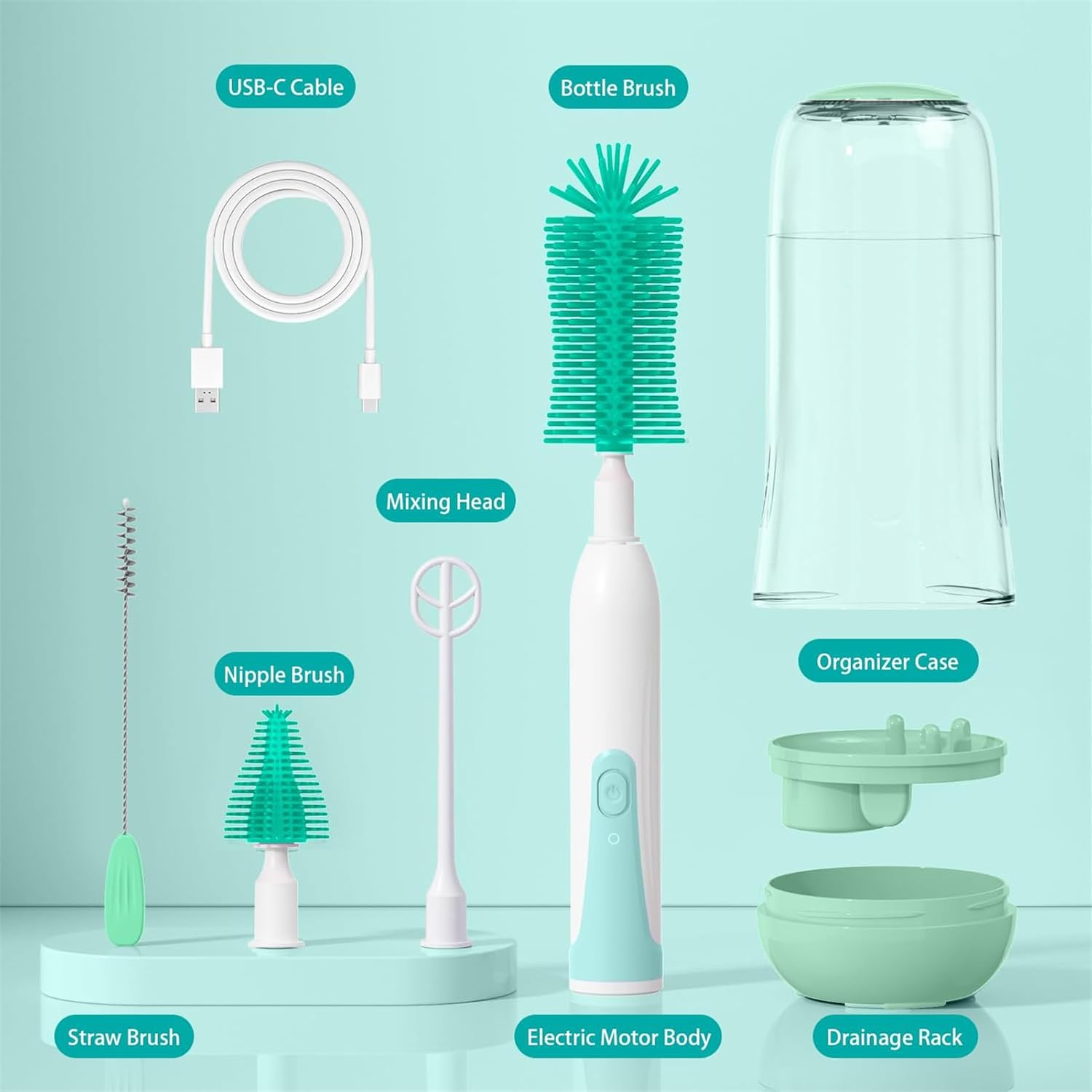 Electric Bottle Cleaning Brush, Baby Bottle Brush Cleaner, Water Bottle Cleaning Kit, Nipple Brush,Straw Cleaner Brush, 360° Rotation, Silicone Material, Waterproof,6 Packs Set for Newborns Electric Bottle Cleaning Brush, Baby Bottle Brush Cleaner, Water Bottle Cleaning Kit, Nipple Brush,Straw Cleaner Brush, 360° Rotation, Silicone Material, Waterproof,6 Packs Set for Newborns