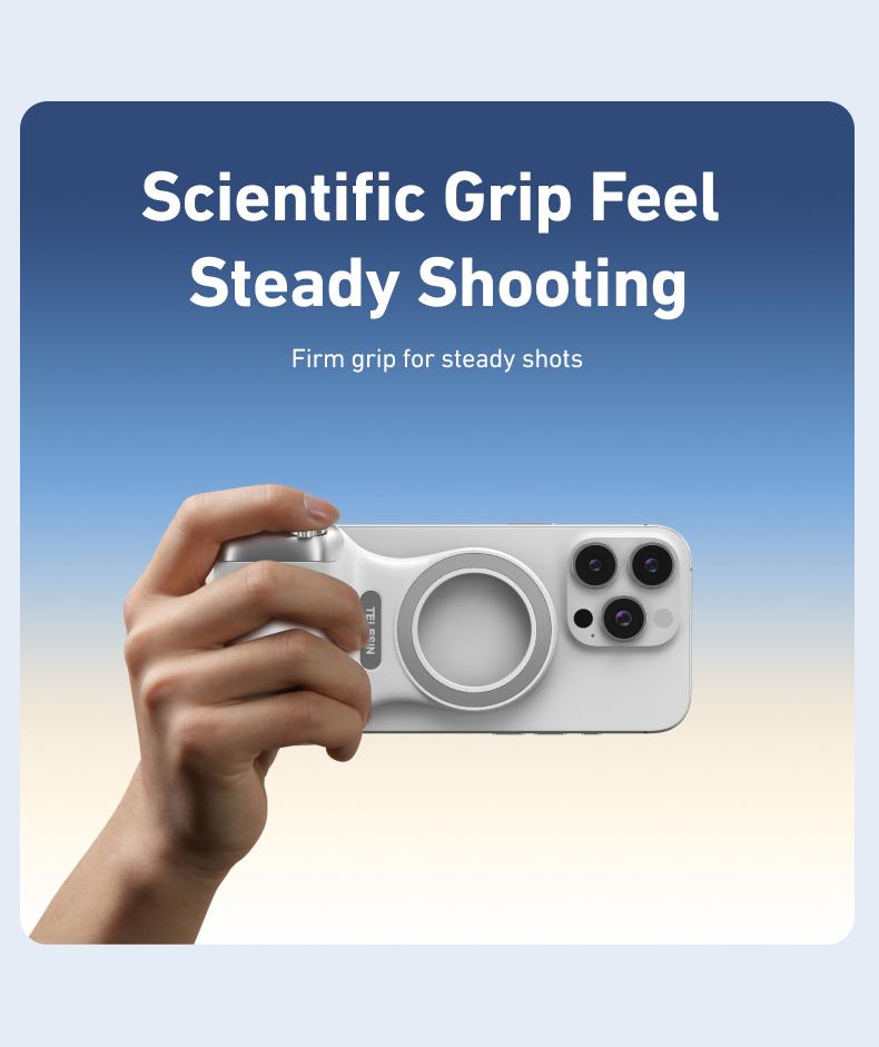 【TikTokShopBlackFriday】TELESIN Magnetic Phone Camera Grip with Wireless Shutter &ndash; DSLR-Style Handle for iPhone & Android, 1/4" Screw, Ergonomic Design, Perfect for Vlogging, Selfies, and Steady Shots, Compatible with iPhone 17