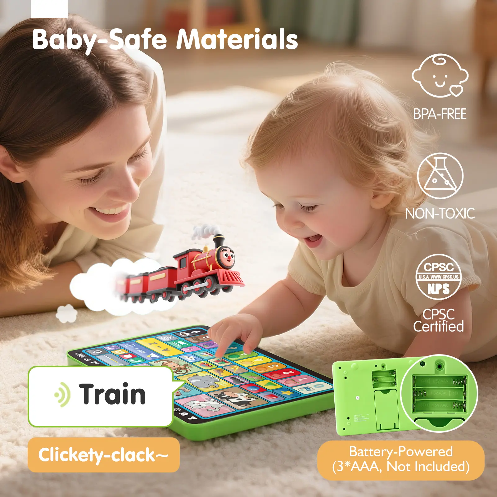 5-Language Learning Tablet for Toddlers 1-3 – New Version Educational Toy with Sounds & Speech Therapy – Early Development Easter Gifts for Boys, Girls, Baby, Toddler, Ages 1 2 3