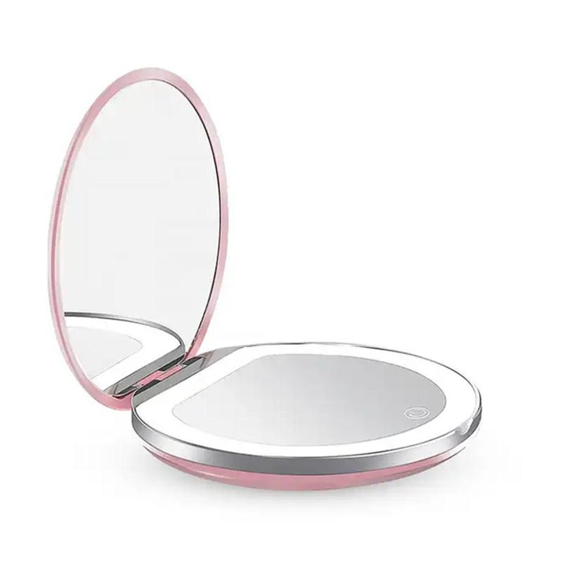 Portable Foldable Makeup Mirror, Glam Travel Makeup Mirror with LED Light, Compact Mirror for Women, Pocket Size Makeup Tools, Travel Hand Mirror