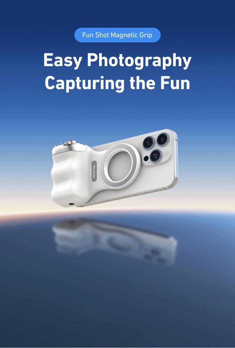 【TikTokShopBlackFriday】TELESIN Magnetic Phone Camera Grip with Wireless Shutter &ndash; DSLR-Style Handle for iPhone & Android, 1/4" Screw, Ergonomic Design, Perfect for Vlogging, Selfies, and Steady Shots, Compatible with iPhone 17