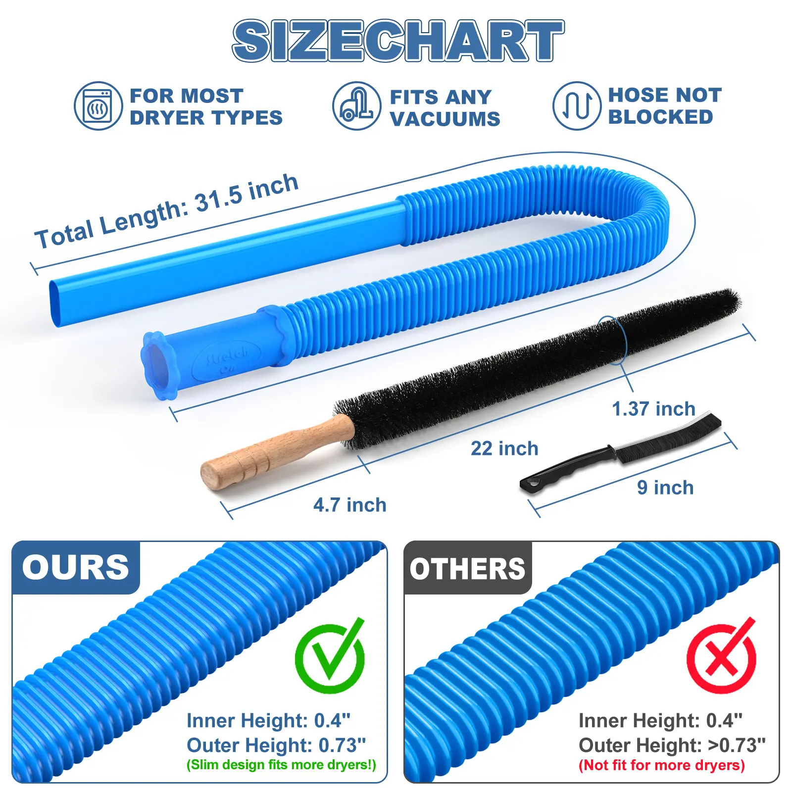 Dryer Vent Cleaner Kit - Universal Vacuum Attachment