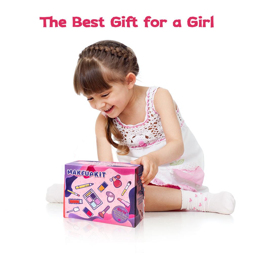 Simulated Makeup Kit for Girls, Play Makeup Set for Kids - Includes Cosmetic Bag for Birthdays and Christmas, Imaginary Makeup Fun for Toddlers and Little Girls Ages 3+