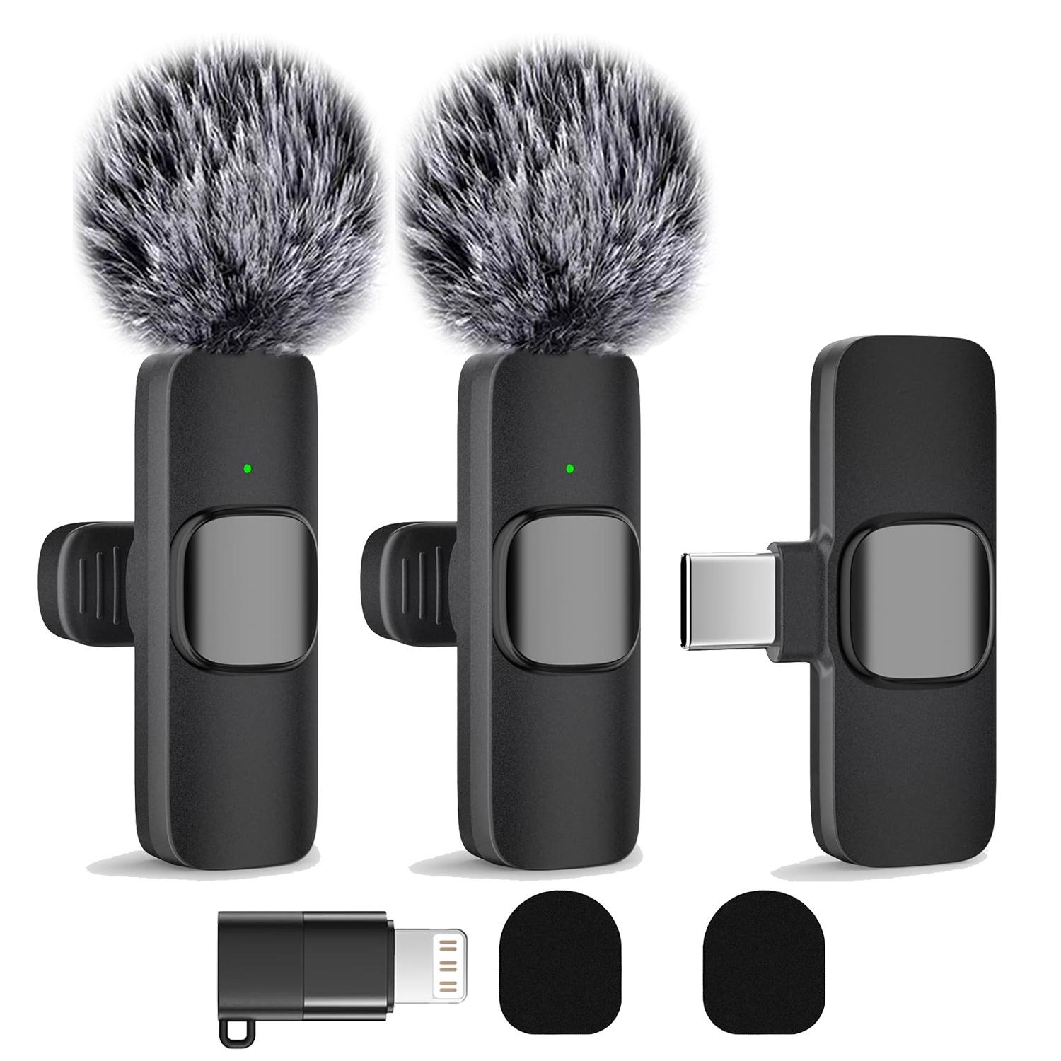 Wireless Mini Lavalier Microphone for iPhone, iPad & Android, Noise-Cancelling Plug & Play Lapel Mic for Lightning, USB-Rechargeable Microphone for Short-Video Platforms, Vlogs & Live Streaming, Live Streaming Equipment