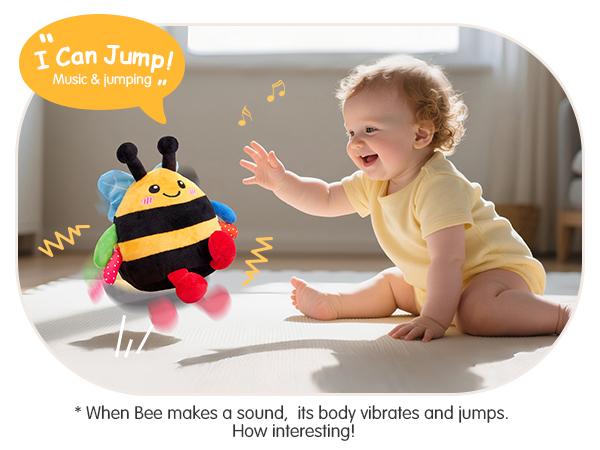 hahaland Baby Toy for 6-12 Months &ndash; Crawling Musical Dancing Bouncing Learning Bee Plush,Abeja que baila/Abeja que canta/ Interactive,48 Songs & Repeat what you say,Tummy Time Toy infant toy for Birthday 0-3 Months/6-12 Months,Cute Gifts Play