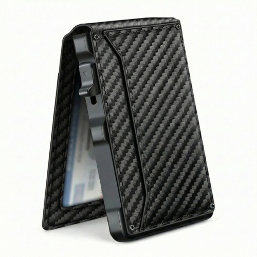 Minimalist Men’s Slim Wallet: 9 - 13 Cards, Money Clip, ID Window. RFID - Blocking, Aluminum Bifold Pop - Up