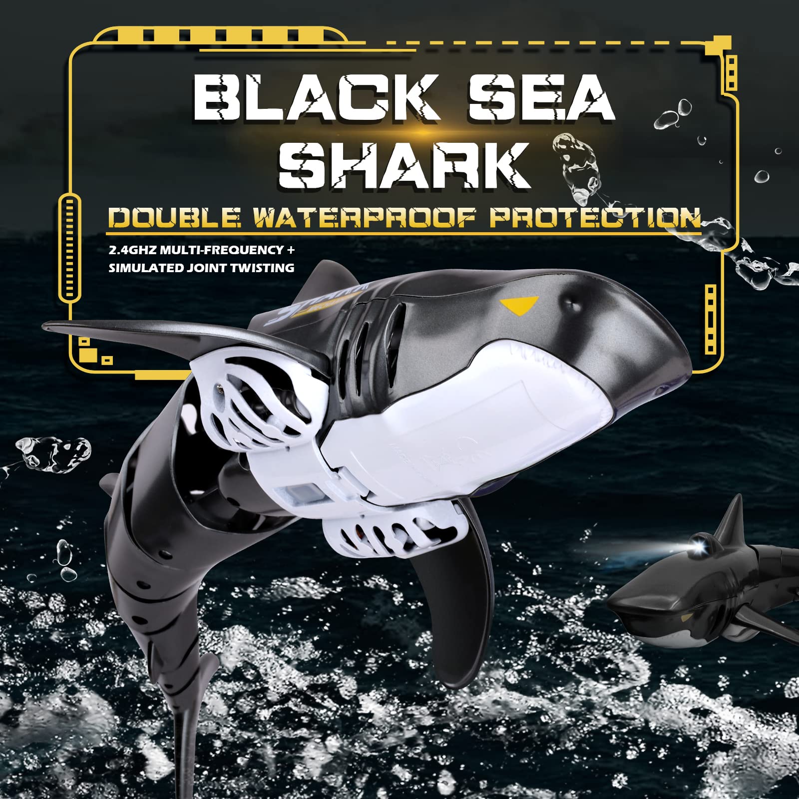 Summervibes Remote Control Shark Toys 1:18 High Simulation Scale Fish with Light for Lake Bathroom Pool 2.4g Electric RC Boat Birthday Couple Christmas Gifts