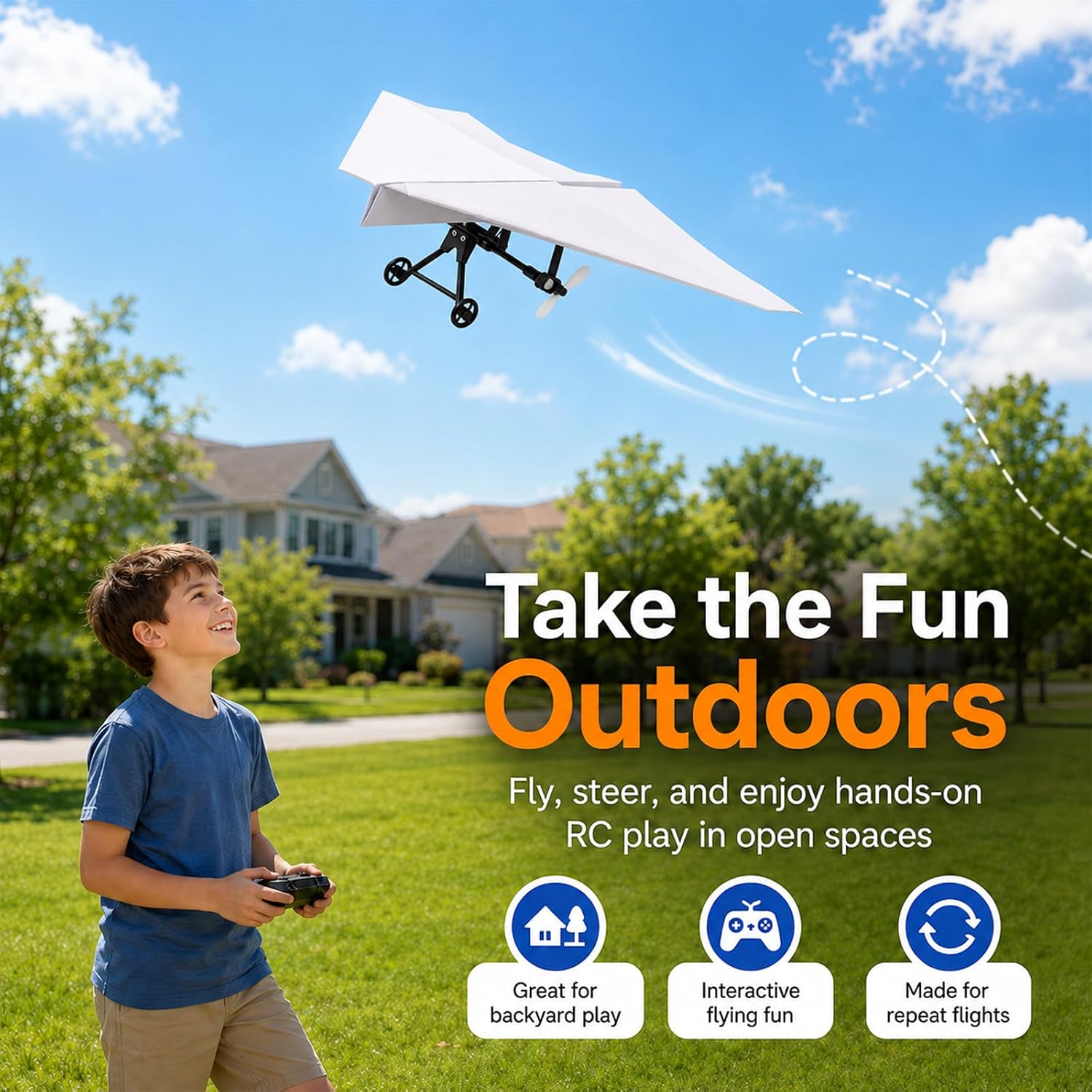 Paper Airplane Kit DIY Rc Plane Micro to Build for Adults Remote Control Power Motor Aircraft with Propeller Electric Flying Motorized Module Easy to Fly Powered Small Flying Controller