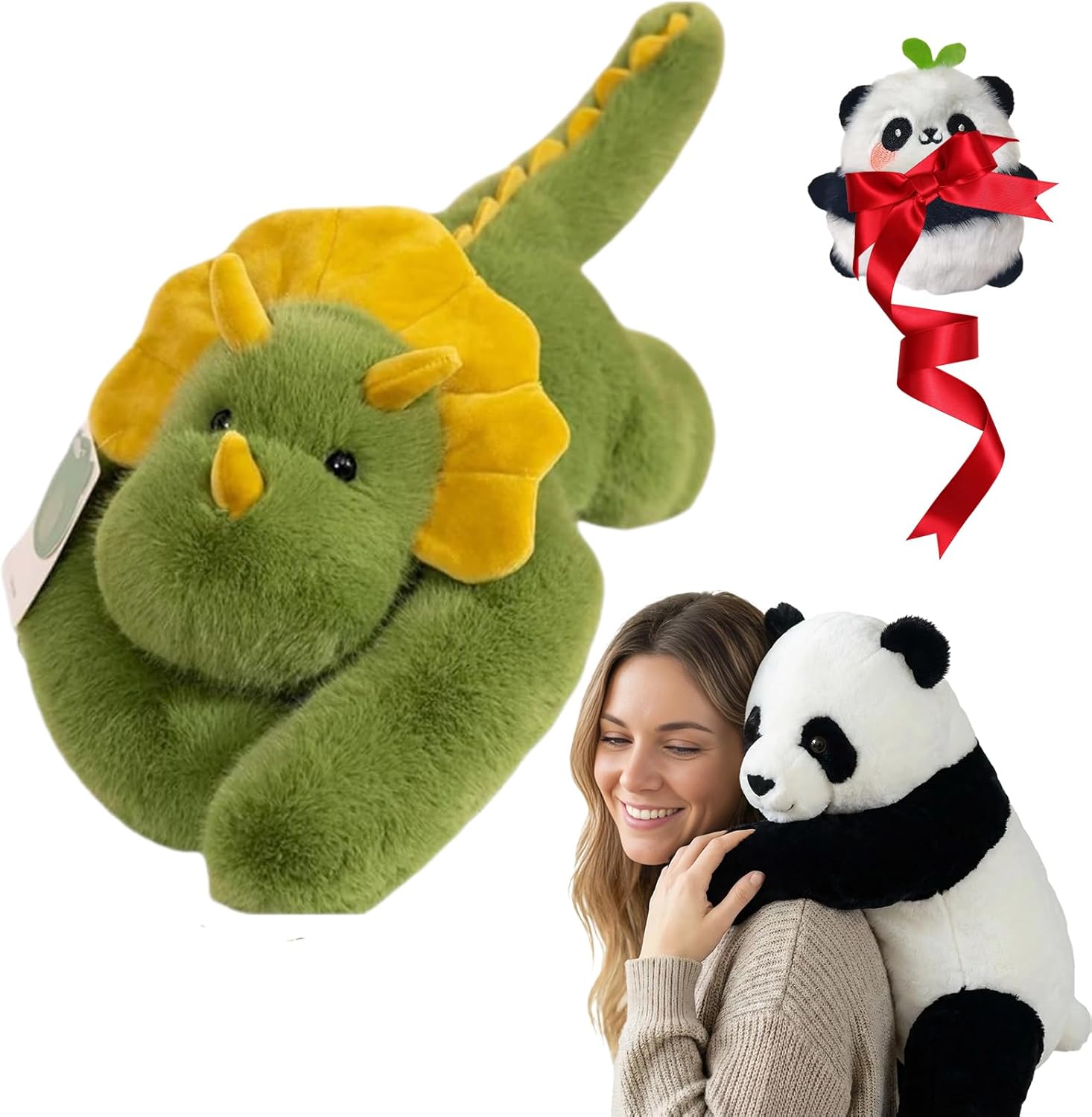 Weighted Stuffed Animal – Panda, Sloth, Bear, Koala, Raccoon & Dinosaur Plushie with Extra-Long Hugging Arms, Soft Huggable Stuffed Animal for Comfort (Panda, 25.6'')