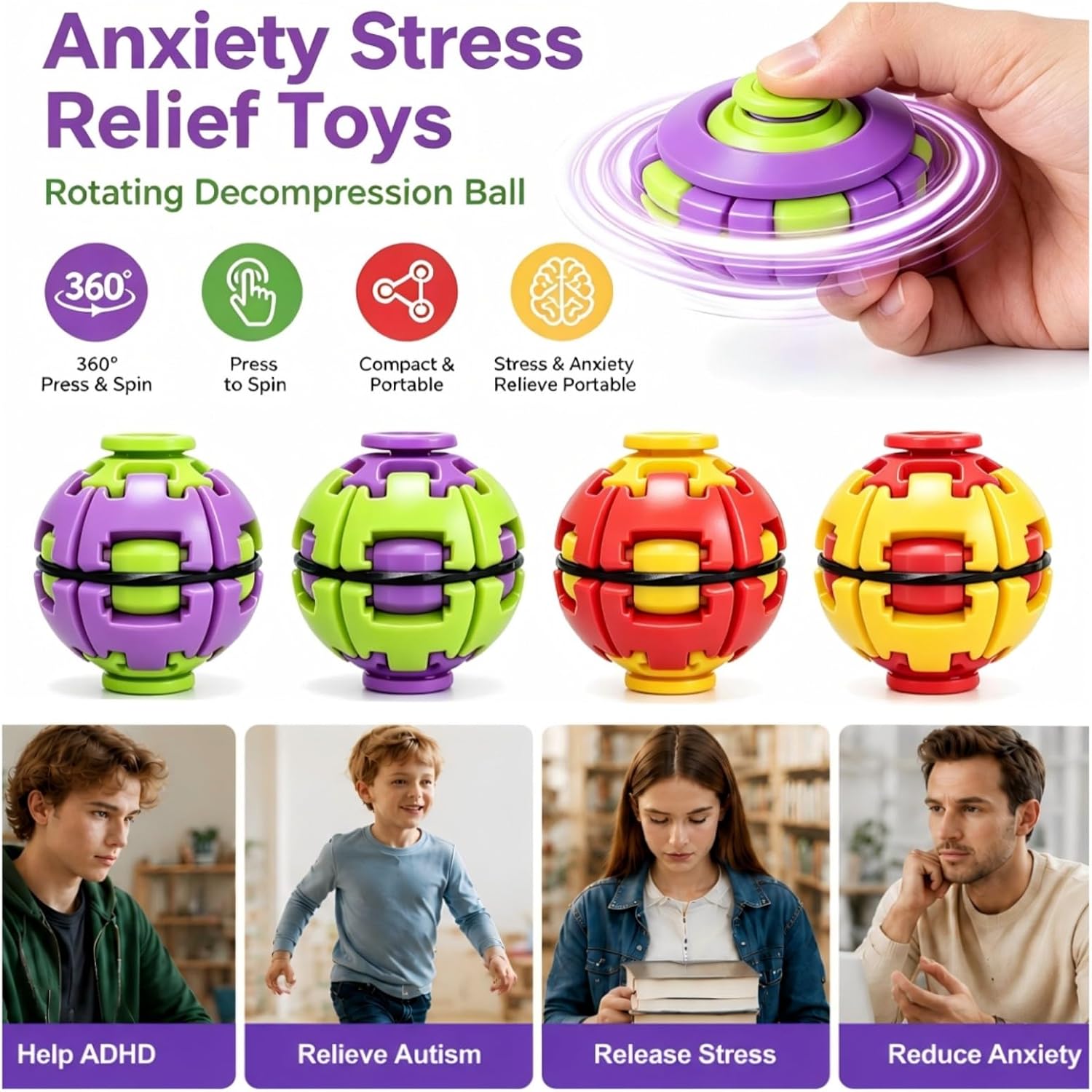 Press to Spin Fidget Ball （2pc）