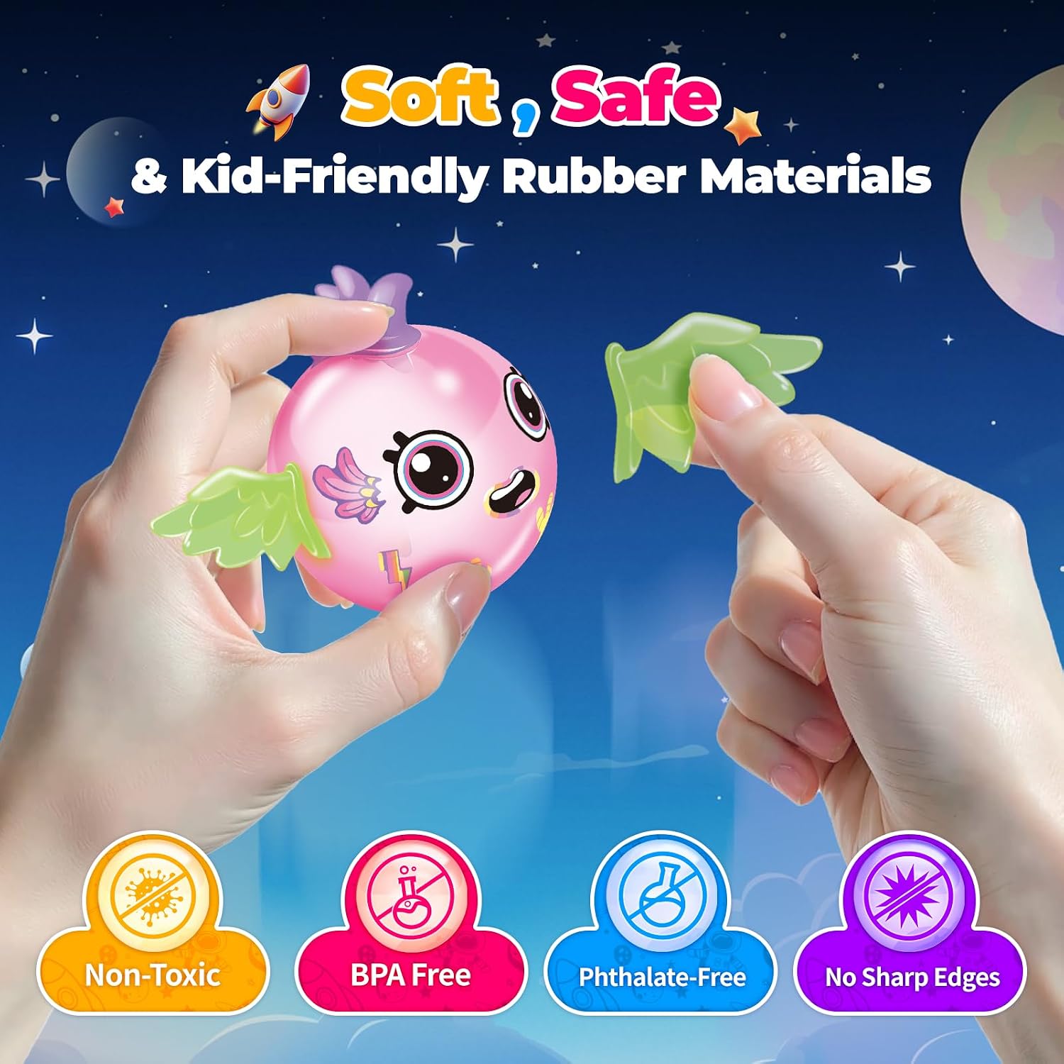 Space Magic Balloon Craft Kit, Sticker Decorated Balloons Toy for Kids, Rocket Air Pump Fun with Balloon Monster Pals
