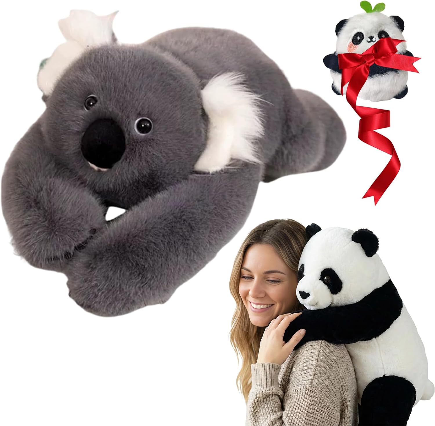 Weighted Stuffed Animal – Panda, Sloth, Bear, Koala, Raccoon & Dinosaur Plushie with Extra-Long Hugging Arms, Soft Huggable Stuffed Animal for Comfort (Panda, 25.6'')