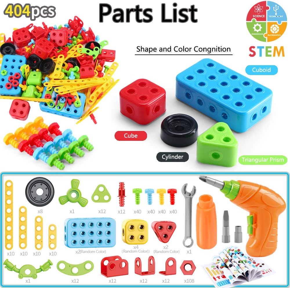 404 Pcs Building Toys STEM for Kids: 62 DIY Demo Models Construction Creative Set - Educational Toy for 5 6 7 8 9 10+ Years Old Kids Home School - Birthday Gift for Boys Girls