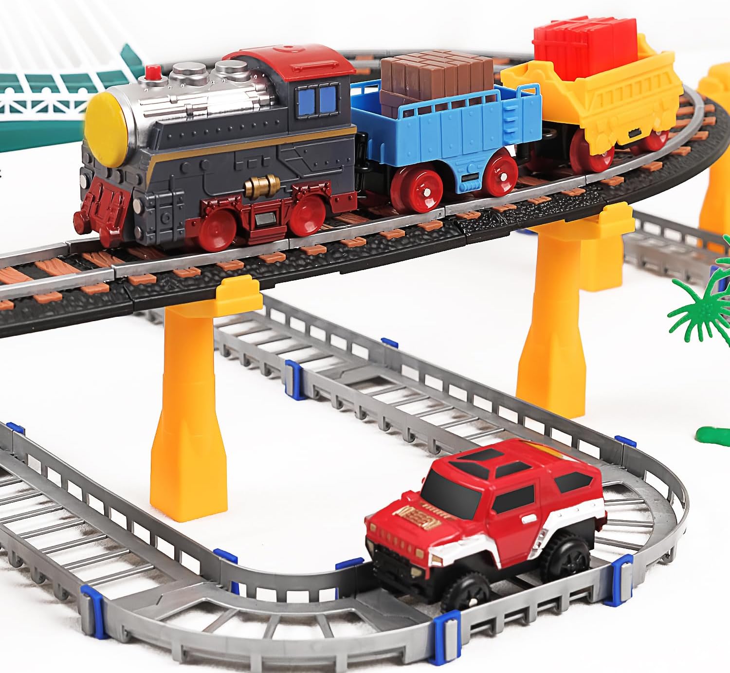 Electric Toddler Train Set Toy, Battery Powered Railway Train Track Toy Playset，Great Christ Gift for Kids Ages 3 4 5, Boys and Girls
