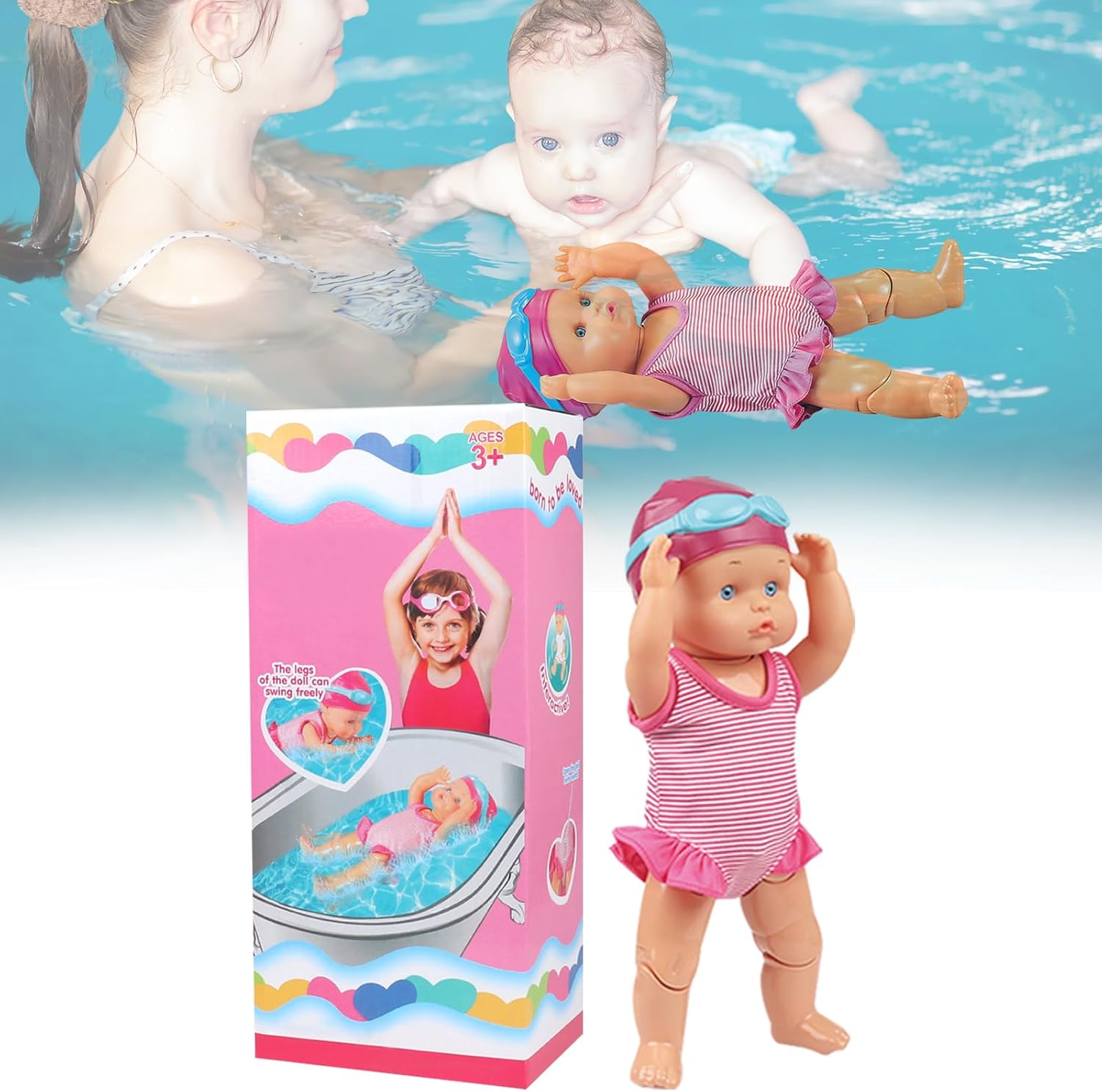 2026 New Electric Waterproof Swimmer Doll，for Pools/Bathroom Play | Waterproof Electric Swimming Doll features lifelike backstroke, perfect as a fun bath toy.