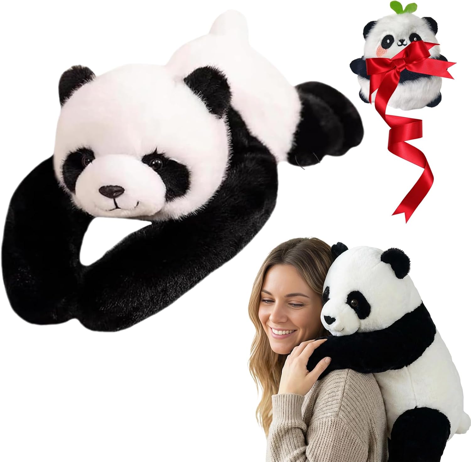 Weighted Stuffed Animal – Panda, Sloth, Bear, Koala, Raccoon & Dinosaur Plushie with Extra-Long Hugging Arms, Soft Huggable Stuffed Animal for Comfort (Panda, 25.6'')