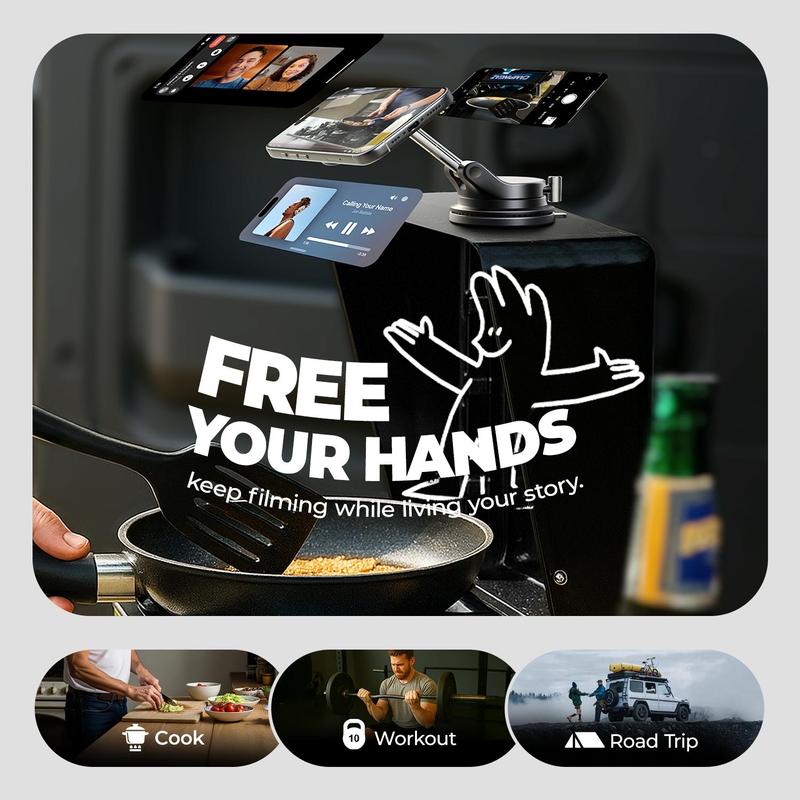 360°Vacuum Car Phone Holder, Suction Phone Mount with One-Step Lock, Retractable, Compact & Stable Design, Car Accessories