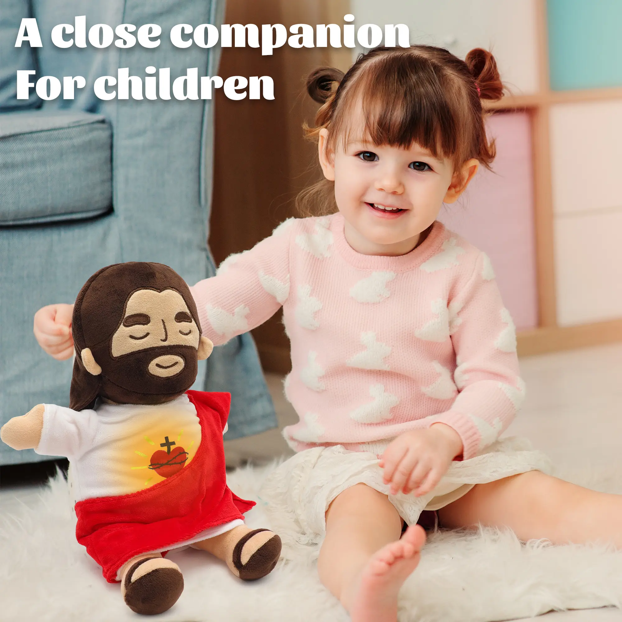 Breathing Jesus Plush Toy with Light & Sound
