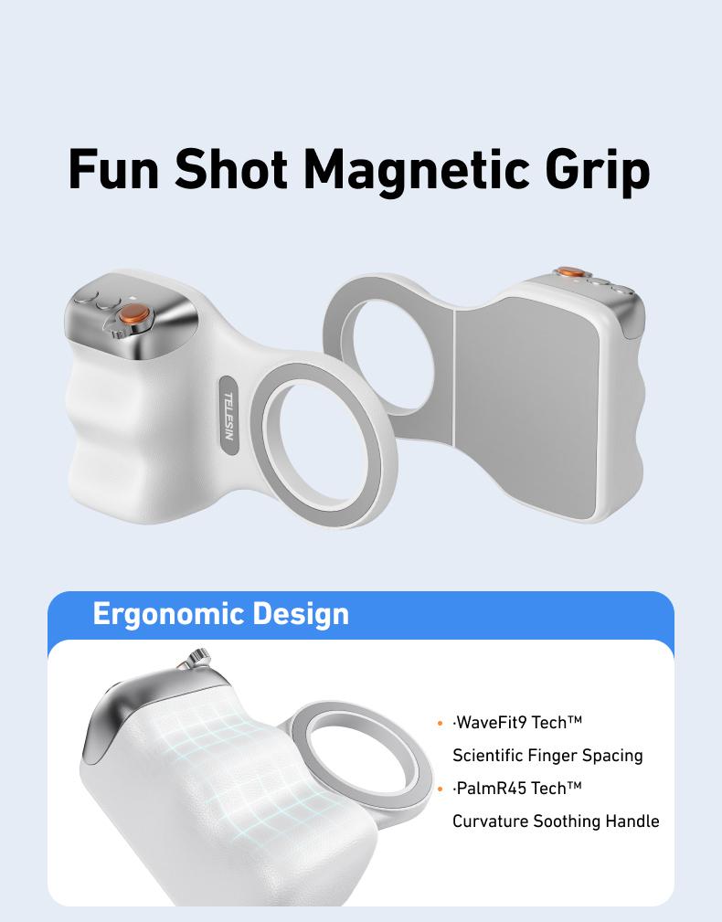 【TikTokShopBlackFriday】TELESIN Magnetic Phone Camera Grip with Wireless Shutter &ndash; DSLR-Style Handle for iPhone & Android, 1/4" Screw, Ergonomic Design, Perfect for Vlogging, Selfies, and Steady Shots, Compatible with iPhone 17