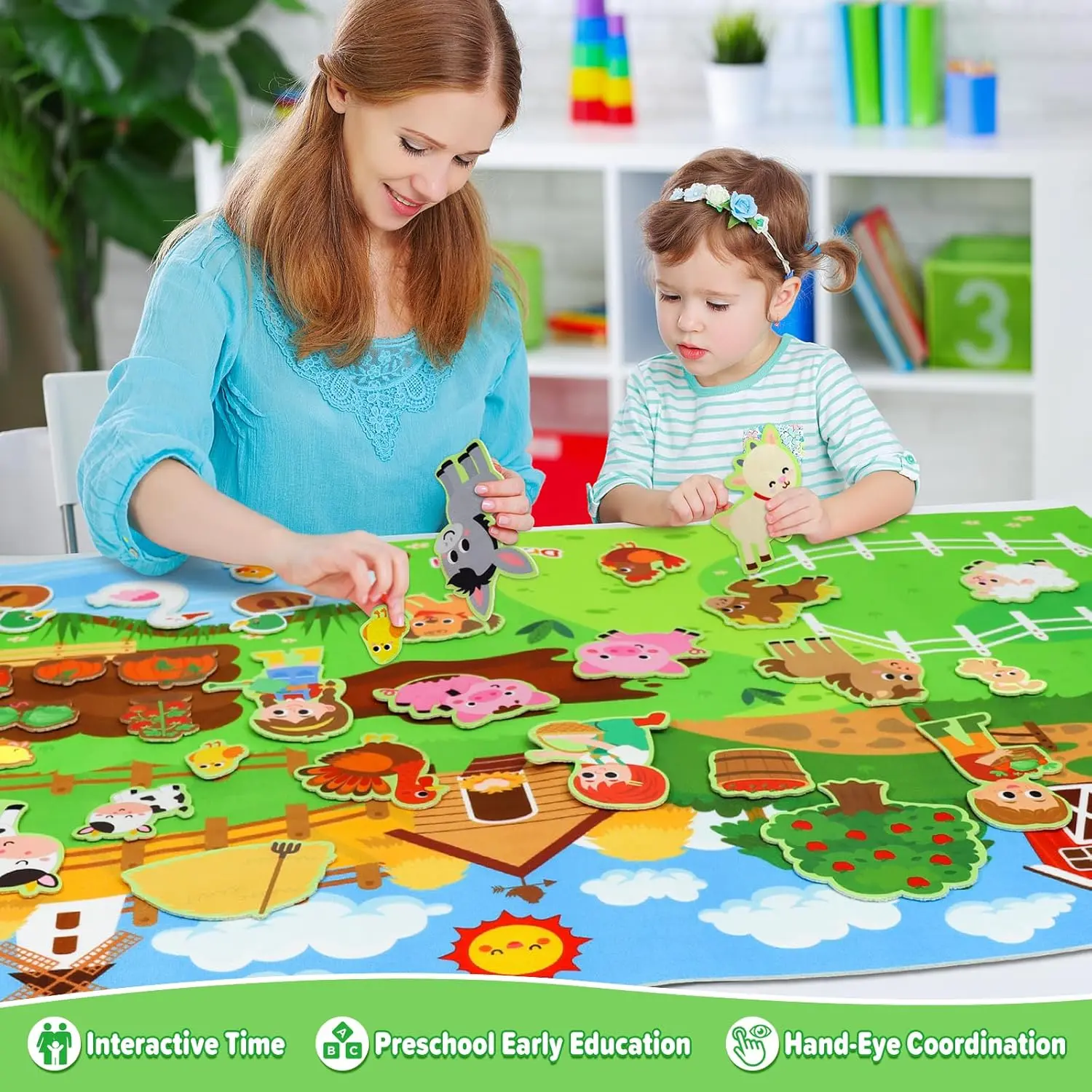 Farm Animal Felt Story Board Set, Sensory Activity Board, 