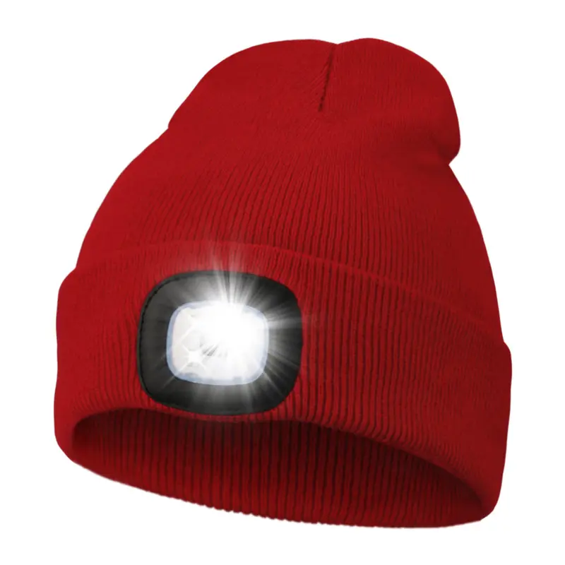 Unisex Hat with Light, USB Rechargeable Hands Free Headlamp LED Beanie, Winter Gifts for Men Dad Father Husband Him