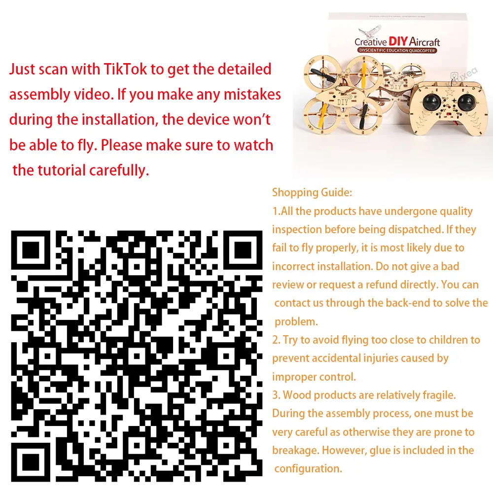 Beginner RC Wooden Training Toy Set with Remote Control and Batteries - DIY Assembly