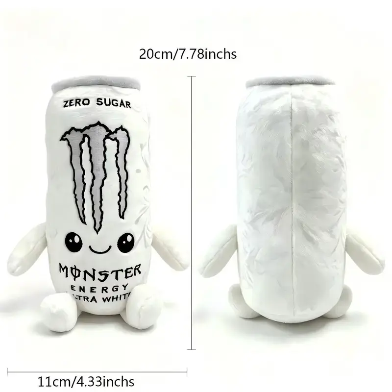 Drink Can Plush Toy - Black & White Ultra White Stuffed Doll, Soft Simulation Beverage Figure, Kawaii Collectible.