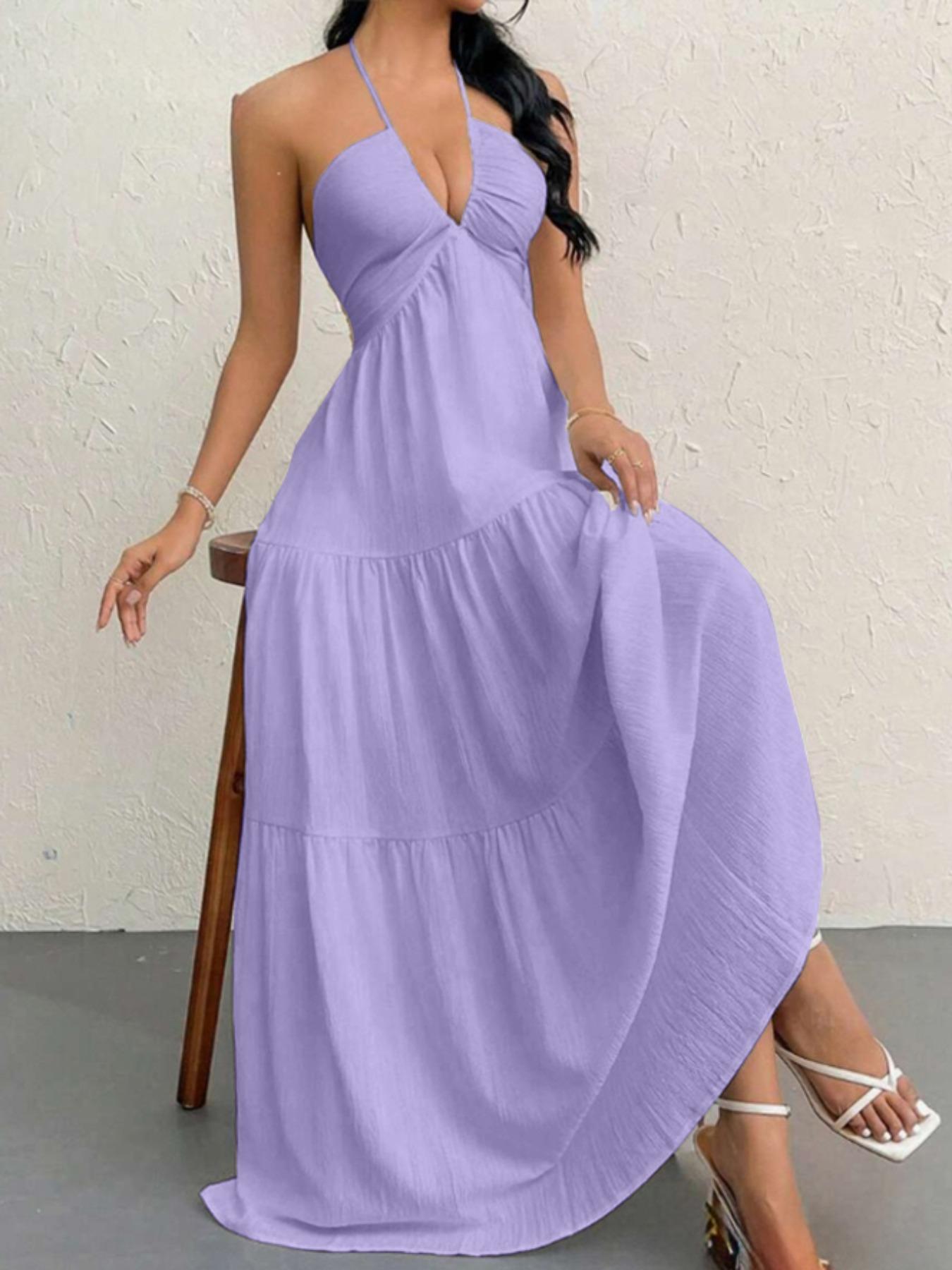 Women's Plain Dress, Summer Clothes Women, Casual Basic Loose Fit Sleeveless Dress for Beach Holiday Vacation, Ladies Summer Clothes, Women's Clothing, Womenswear, Dresses for Party, Minimalist A Line Dress
