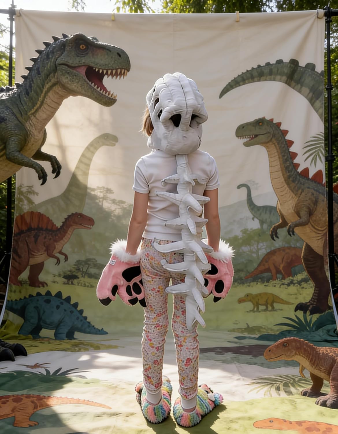 Dinosaur Skeleton Headgear Pillow, 4 Color Options Available, Unisex Cushion, Perfect for Party Cosplay and Sofa Lounging