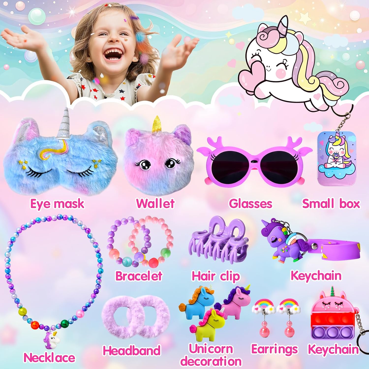 Unicorn Advent Calendar 2026 for Girls, Christmas Countdown Calendar for Kids, with 24 Days Xmas Surprise with Jewellery Bracelet Hair Accessories