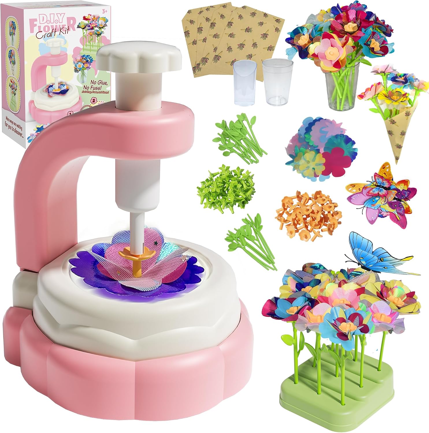 DIY Fabric Flower Bouquets Toys -Arts & Crafts Flower Making Kit for Kids Girls, Educational Activity Toys for Girls Boys