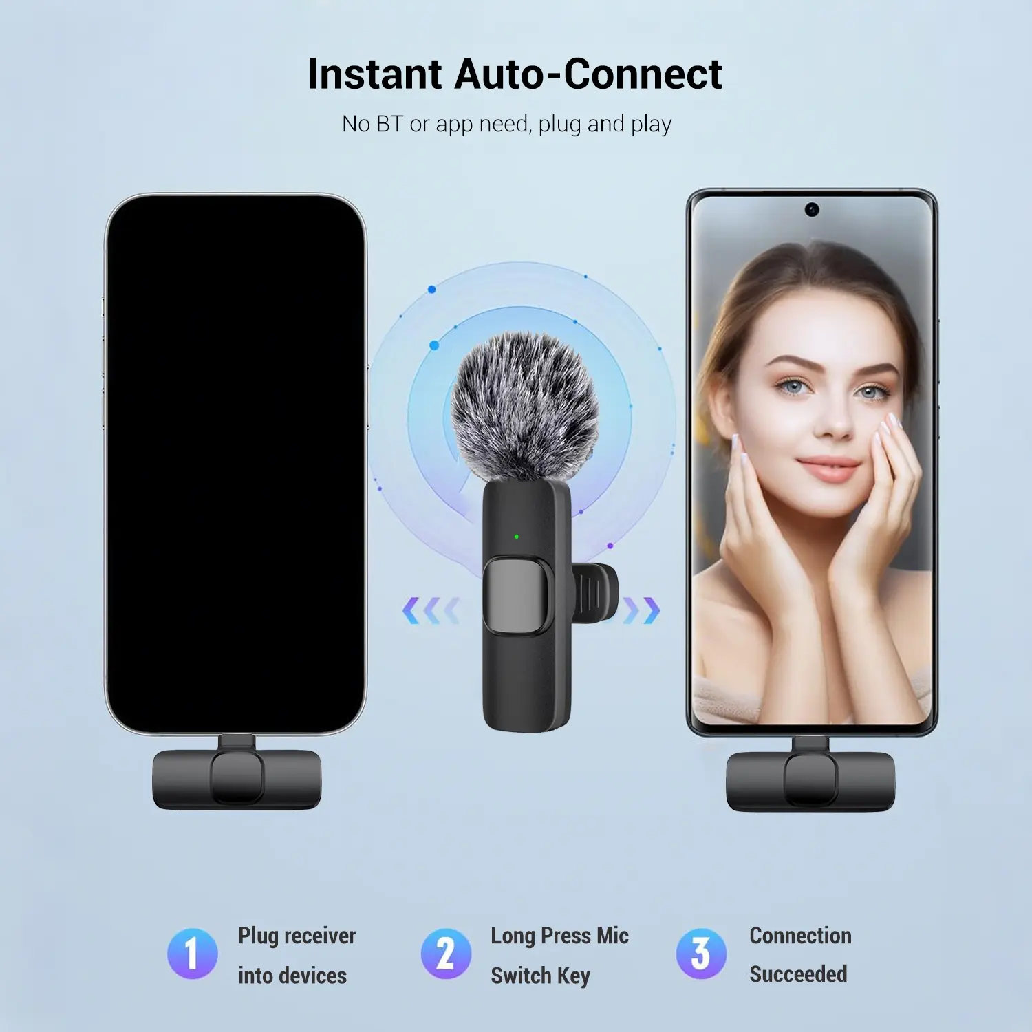 Wireless Mini Lavalier Microphone for iPhone & Android