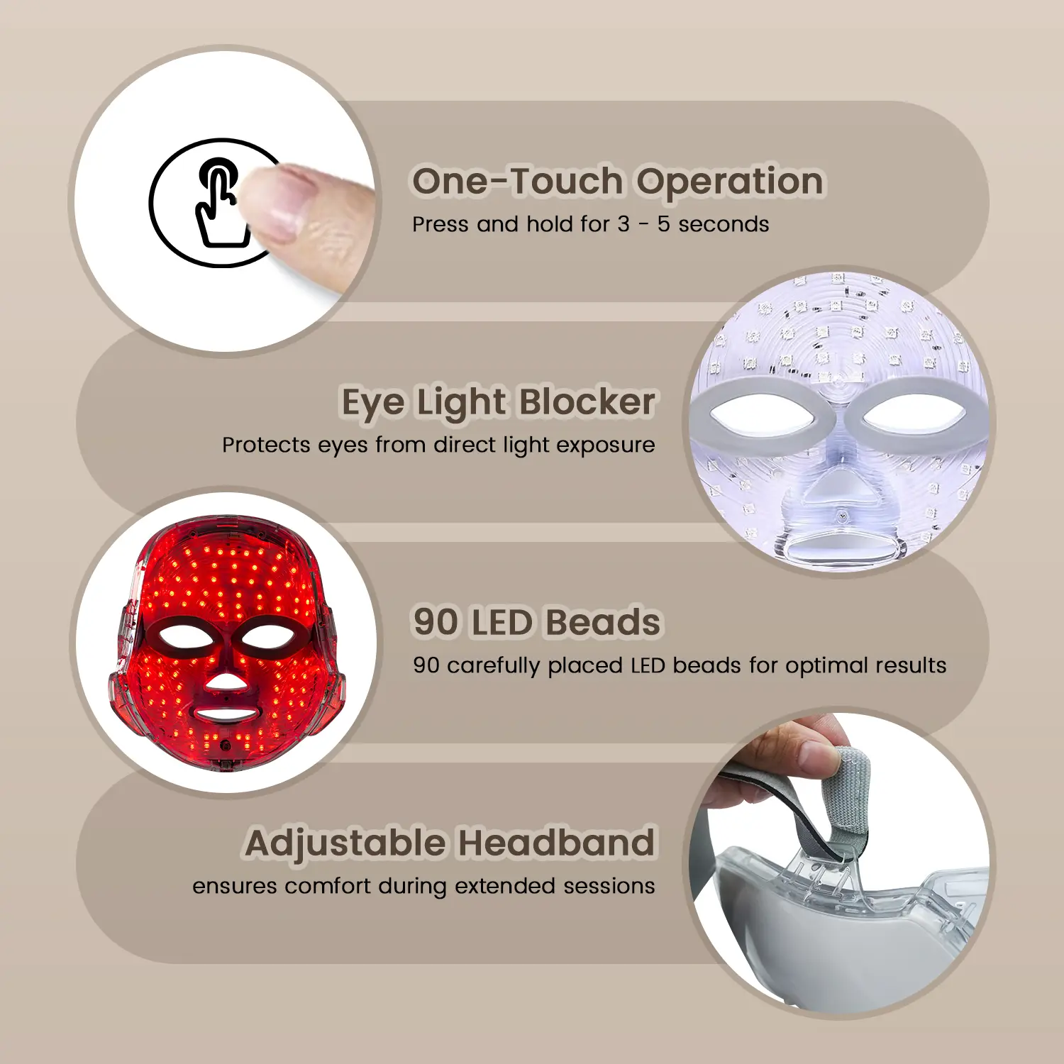 Red light therapy mask, 7 color LED photorejuvenation mask, daily care photorejuvenation, wireless charging.