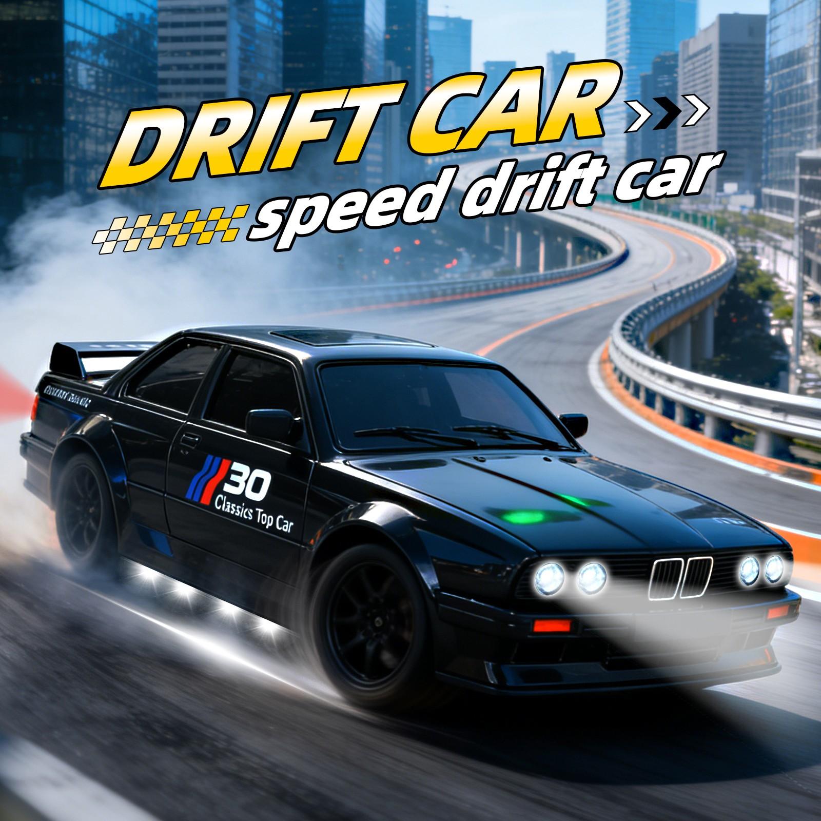 1:24 Remote Control Drift Car, Drift RC Cars, 2.4GHz 4wd, LED Lights, Road Obstacle Tool, Birthday Gift, USB PD Charging, Lithium Battery Included