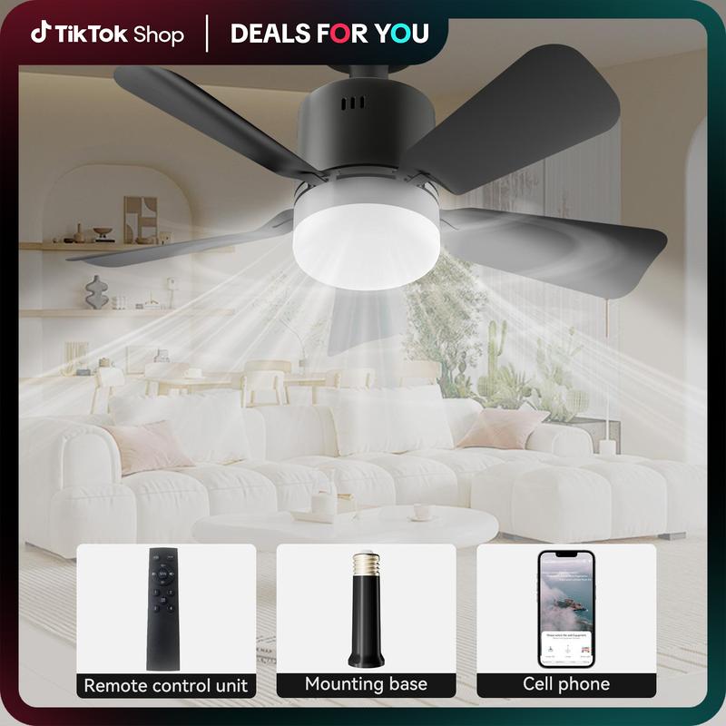 Socket Breeze Socket Fan Light with Remote, Portable Small Ceiling Fans with Lights for Bedroom, Kitchen, Living Room, Ceiling Fan with Light 3500K, 1000 Lumens, Screws into E27 dealsforyoudays