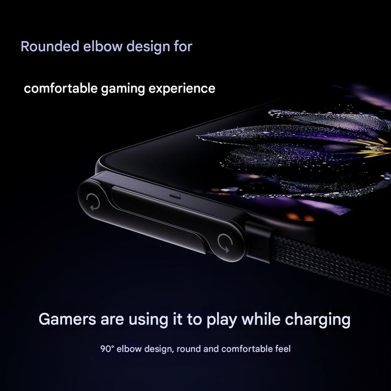 basemo Invisible Holder Charger Cable with Stand, 240w super fast charging 2-in-1 Fast Charging Cord & Phone Stand for Gaming, Office, Car Travel, Compatible with iPhone Samsung Type-C charging cable Black