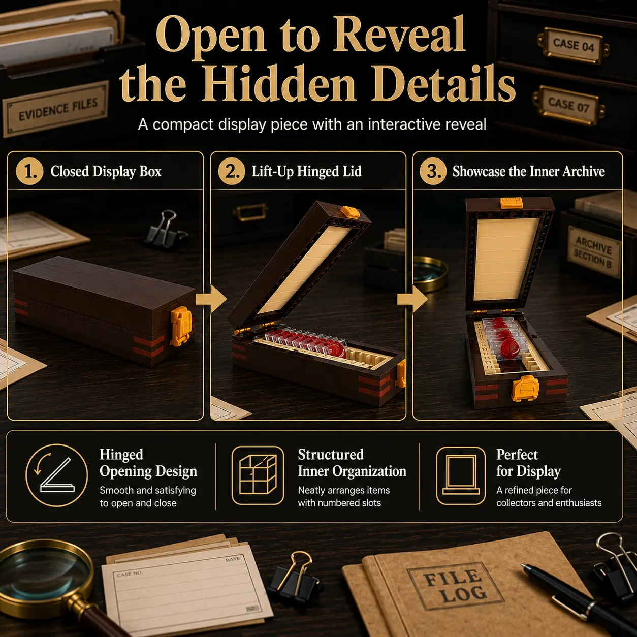 Blood Slide Box Building Set，Forensic Display Model Building Blocks,Openable Forensic Display Model with Numbered Slides,Ideal DIY Christmas Birthday Party Favor Gift for Kids & Adult Collectors to Build and