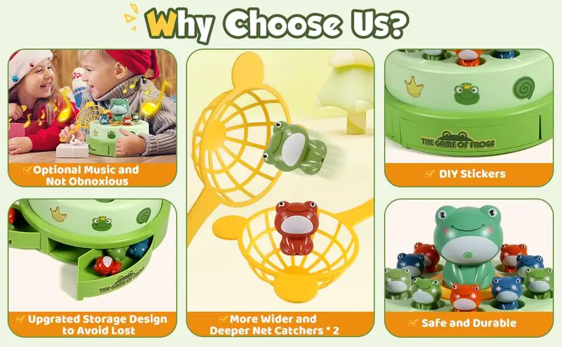Unisex Kids' Frog Animal Bounce & Catch Board Game Toy - Musical Spinning Launcher, 2 Play Modes (Round Spin, Launch Board), Sticker, 3-4 Years+, 7 × 2.75 × 5.5 In Cool Gift (Game Night, Birthday) Unisex Kids' Frog Animal Bounce & Catch Board Game Toy - Musical Spinning Launcher, 2 Play Modes (Round Spin, Launch Board), Sticker, 3-4 Years+, 7 × 2.75 × 5.5 In Cool Gift (Game Night, Birthday)
