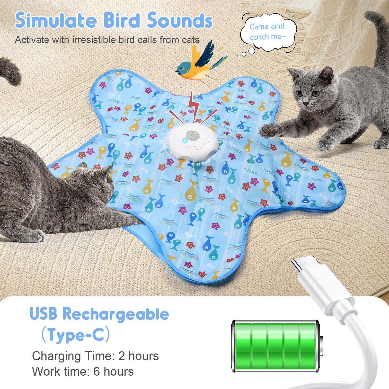 Interactive Unpredicatable Moving Feather Hunting Cat Toy , Hide and Seek Rechargeable Cat toy for bored cat,Automatic Chargeable，Indoor Exercise & Boredom Relief for All Breeds cats , Essential for Petlovers