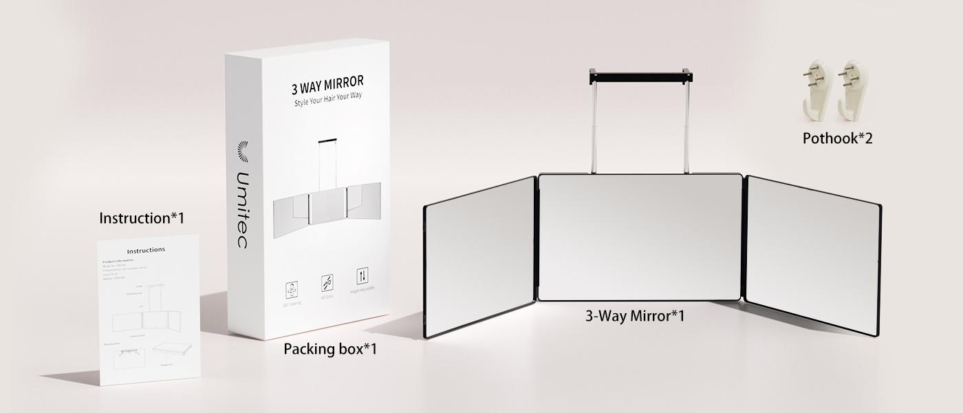 Umitec Adjustable LED Light 3 Way Mirror, Portable Trifold Mirror for Shaving, Grooming, Hair Styling, Dye Hair, Makeup, Braiding, 360 Degree Mirror campingessentials backtoschool,dorm decor,dorm room decor Umitec Adjustable LED Light 3 Way Mirror, Portable Trifold Mirror for Shaving, Grooming, Hair Styling, Dye Hair, Makeup, Braiding, 360 Degree Mirror campingessentials backtoschool,dorm decor,dorm room decor
