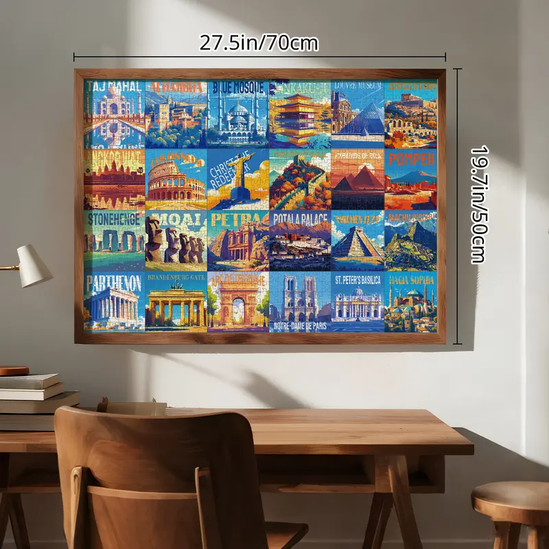 Travel Series, 24 Mini Pack 1000 Pieces Jigsaw Puzzle, 8 Puzzle Stickers, 3 Themes: National Parks, World Heritage, Global City Tour, Daily Puzzle, Family Game Night, Finished Size 27.5 x 19.7 in