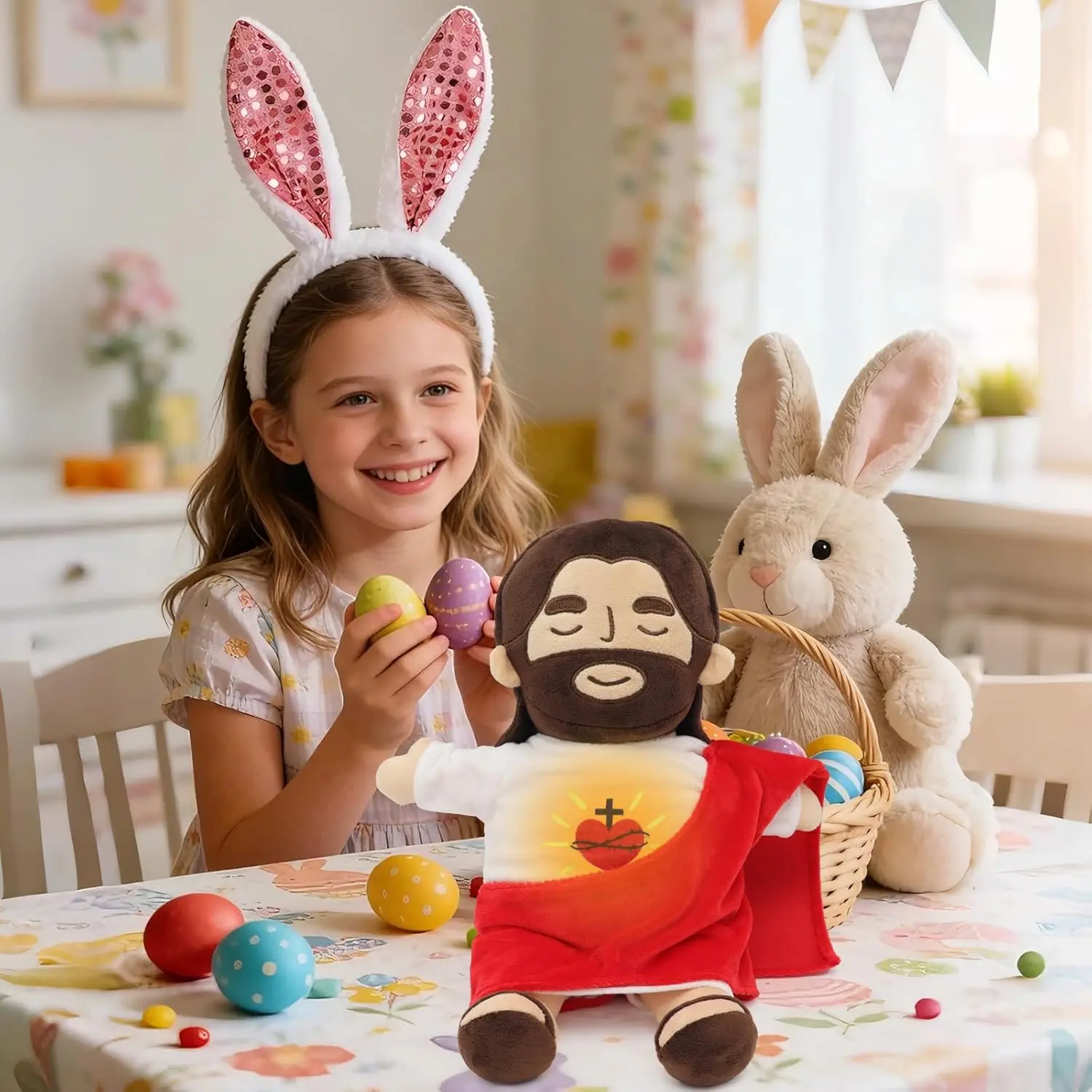 Breathing Jesus Plush Toy with Light & Sound