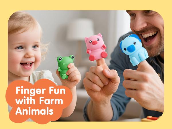 Hahaland Toddler Counting Matching & Sorting Activity Montessori Farm Train Set with Farm Animals Finger Puppets Keys to Lock and Unlock Barn Birthday Gift for Boys Girls 1-3Year Old Busy Board Magnetic Building Blocks