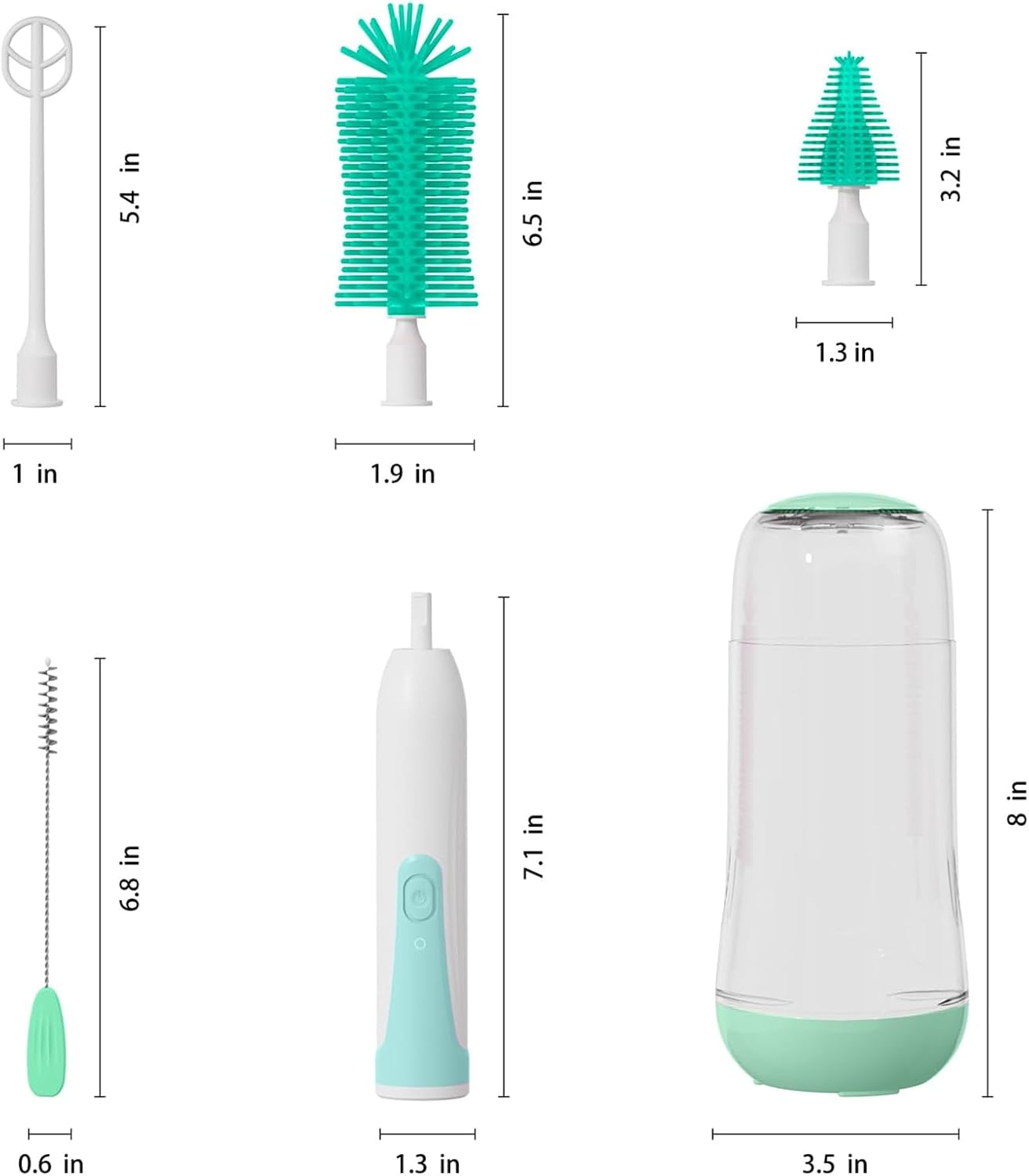 Electric Bottle Cleaning Brush, Baby Bottle Brush Cleaner, Water Bottle Cleaning Kit, Nipple Brush,Straw Cleaner Brush, 360° Rotation, Silicone Material, Waterproof,6 Packs Set for Newborns Electric Bottle Cleaning Brush, Baby Bottle Brush Cleaner, Water Bottle Cleaning Kit, Nipple Brush,Straw Cleaner Brush, 360° Rotation, Silicone Material, Waterproof,6 Packs Set for Newborns