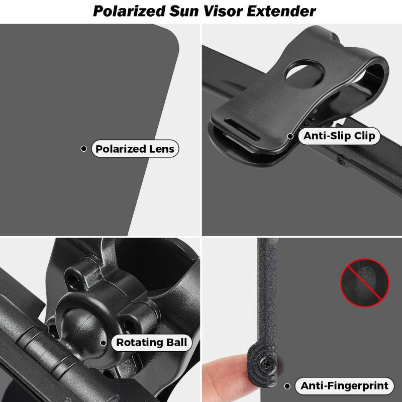 Joytutus Sun Visor for Car Universal Anti-Glare Polarized Visor Extender with UV400 Protection & Clear Vision 12.6 x 5 Lens Size Quick 5 Sec Installation Safe Driving Windshield Sunshade