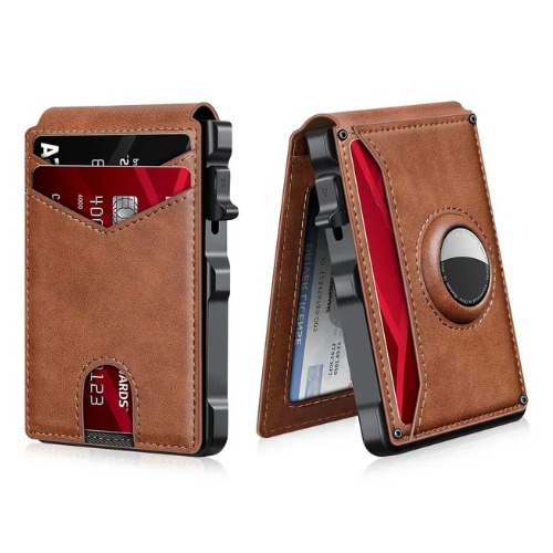 Minimalist Men’s Slim Wallet: 9 - 13 Cards, Money Clip, ID Window. RFID - Blocking, Aluminum Bifold Pop - Up