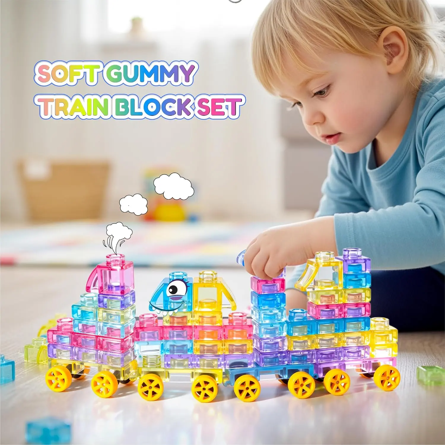 Soft Jelly Building Blocks, Squishy Multi-color Stacking Building Blocks Toy Set, Non-toxic Sensory Tactile Play Toy Safe Squeezable & Stretchable Fun, Puzzle Blocks for Kids Early learning Preschool STEM Creative Construction Bath Toy Age 3+ tikt