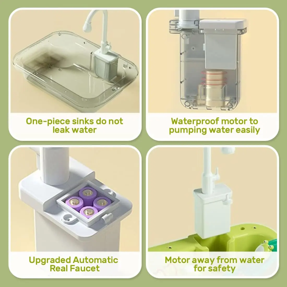 Play Sink with Running Water, Pretend Play Kitchen Sink with Upgraded Electric Faucet, Realistic kitchen play set learning cookingset Plastic Toy